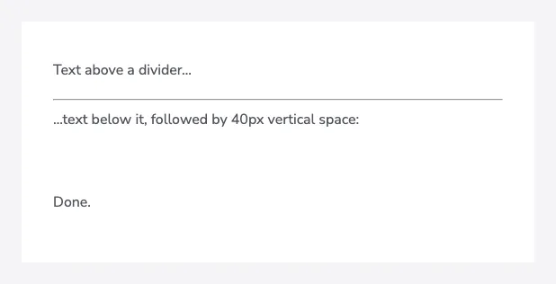 Divider and space rendering
